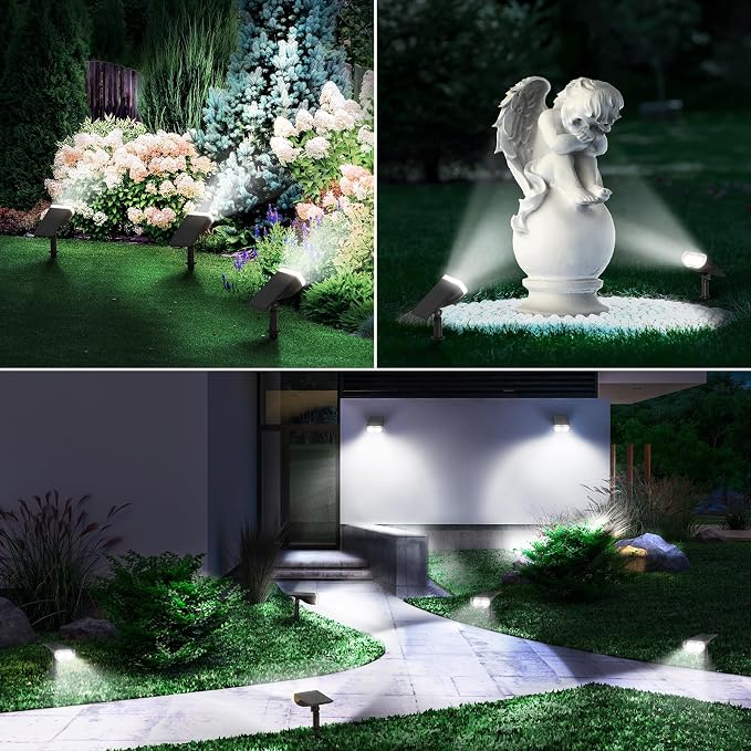 Linkind Solar Lights Outdoor Waterproof Landscape Spotlight Daylight 6 Pack | Starray, 3 Lighting Modes, 6500K, Dusk to Dawn, Auto On Off for Landscape Garden Yard Tree Flag Pathway Patio House Sign