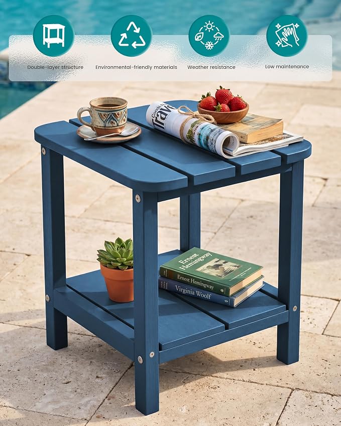 SERWALL Adirondack Table Set of 4, Outdoor Side Table- Blue