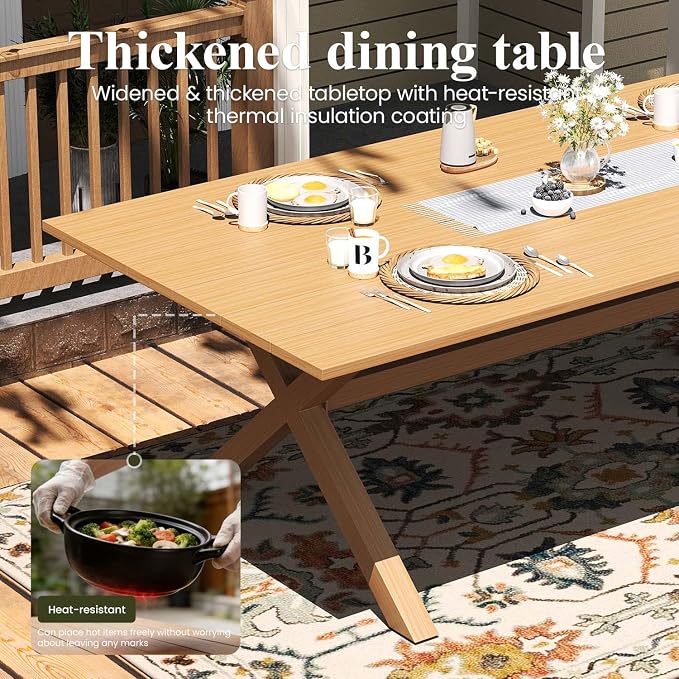 LayinSun Outdoor Dining Set for 8, 10 Pieces Patio Furniture Sets with Aluminum Dining Table and Rope Weave Chairs