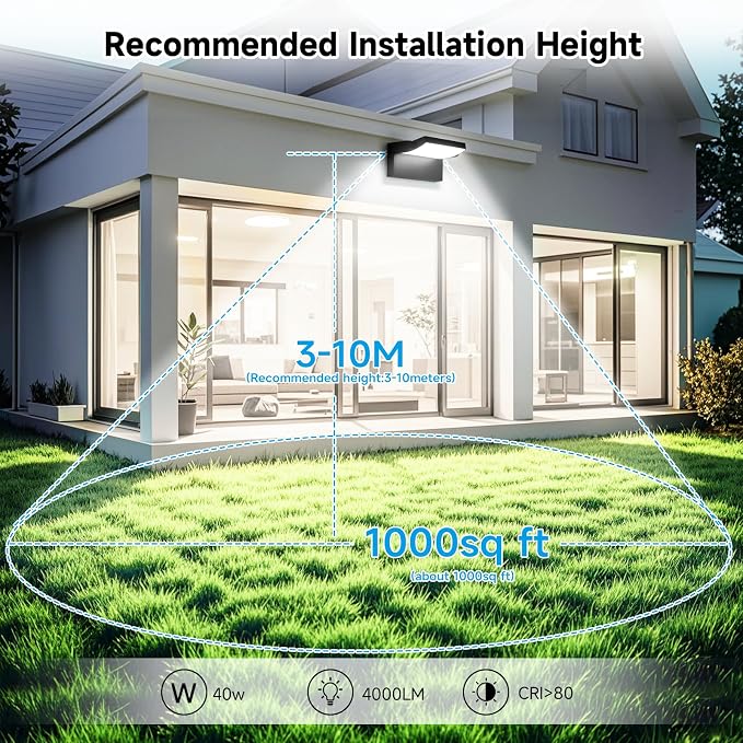 Outdoor Wall Sconces 350 ° Adjustable Black Wall Lights 6000K Modern Security Commercial Exterior Wall Mount Fixture Waterproof 3 Pack