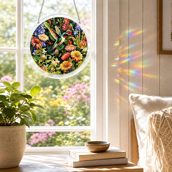 Acrylic Jigsaw Puzzle Suncatcher 7.8'',Stained Glass Suncatcher Home Decor | Butterfly Acrylic Puzzle Suncatcher,DIY Sun Catcher Puzzle Kit,Window Hanging Ornament Art,Home Garden Decor Gift for Mom