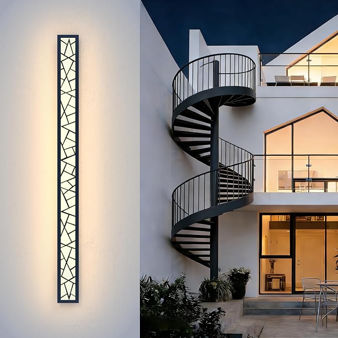 Outdoor Wall Lights 59.1inch Modern Outdoor Wall Sconce LED Long Wall Sconces Black Front Porch Light Waterproof Led Wall Light IP67 3000K Exterior Lighting Fixtures