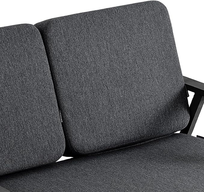 3 Pieces Patio Furniture Sets, Black Wood Outdoor Sectional Furniture with Coffee Table, 5 Seats Patio Sofa Couch Conversation Set for Backyard Deck - Dark Gray