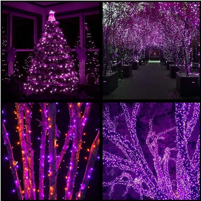 YULETIME 200 Purple LED Christmas Lights, 66 ft Green Wire UL String Light | Stay Lit, End-to-End Connectable, UL Certified, Commercial Grade, 1-Strand 200 Lights, 4" Spacing