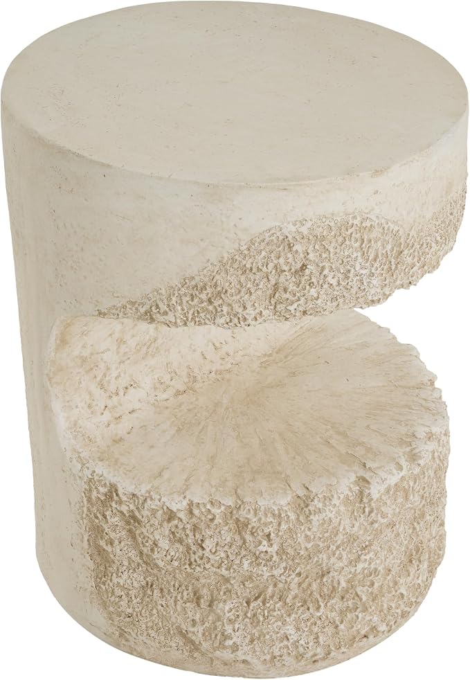 Christopher Knight Home Skye Round MGO Outdoor Side Table With Hollow Cylindrical Design, Square Accent Table with Stone-Like Texture, Weather Resistant Small End Table for Indoor/Outdoor Usage, Beige