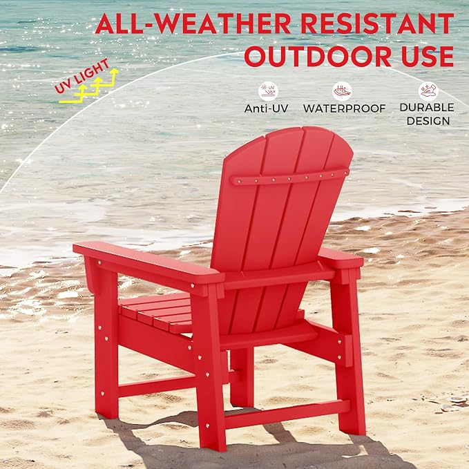 Costaelm Paradise Kids 5-Piece HDPE Outdoor Patio Round Dining Table and Chairs Set, Red