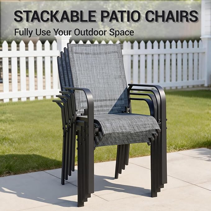 5-Piece Outdoor Dining Set, Patio Furniture Set with 4 Regular Chairs, 1 Rectangular Table for Garden, Backyard, Poolside, Deck, Grey
