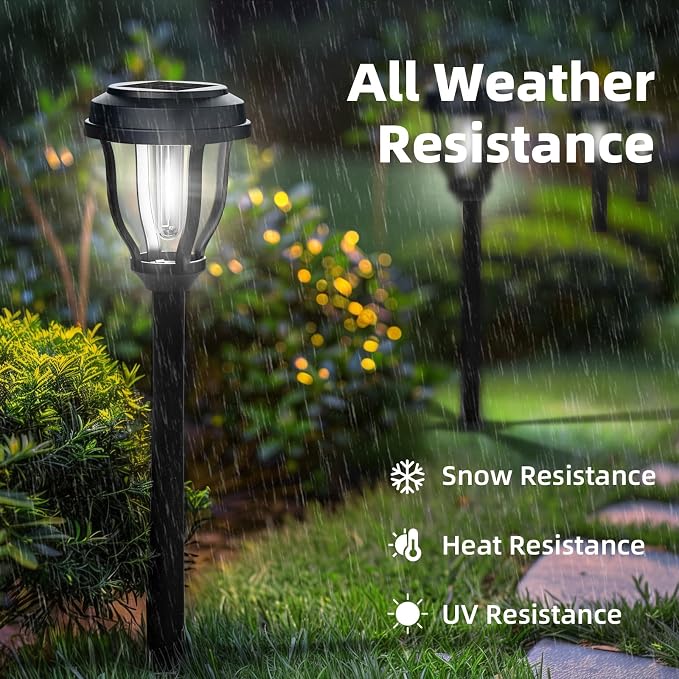 DERAYSION 12 Pack Solar Lights Outdoor, Solar Pathway Lights Auto On/Off Waterproof LED Garden Lights for Landscape Path, Yard, Walkway, Driveway, Sidewalk, Cold White | Dusk-to-Dawn Waterproof LED Solar Lights Outdoor for Garden Pathway Yard Landscape...
