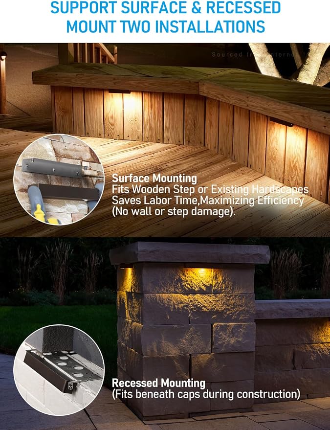 LEONLITE 4-Pack 7 Inch LED Hardscape Lighting, 3W/4W/5W, 2700K Soft White | Update Dimmable Retaining Wall Lights, Low Voltage Landscape Lighting, 12-24V AC/DC Paver Light, Outdoor Step Lights, ETL