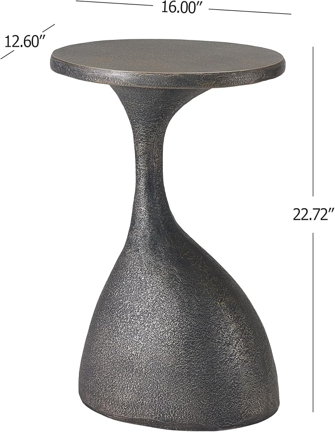 Christopher Knight Home Caldera 16" Lightweight Concrete End Table, Indoor Outdoor Accent Table, Side Table with Oval Top and Wide Base, Small Side Table for Patio, Balcony or Living Room, Copper