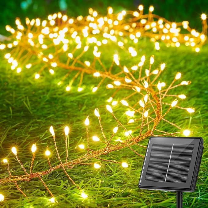Brightown Solar String Lights for Outside, 19.6Ft 240 LED Solar String Lights Outdoor Waterproof, Solar Fairy Lights with 8 Modes for Patio Party Garden Yard Home, Warm White