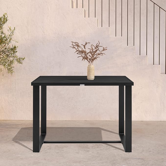 Armen Living Felicia Outdoor Patio Bar Height Dining Table in Aluminum