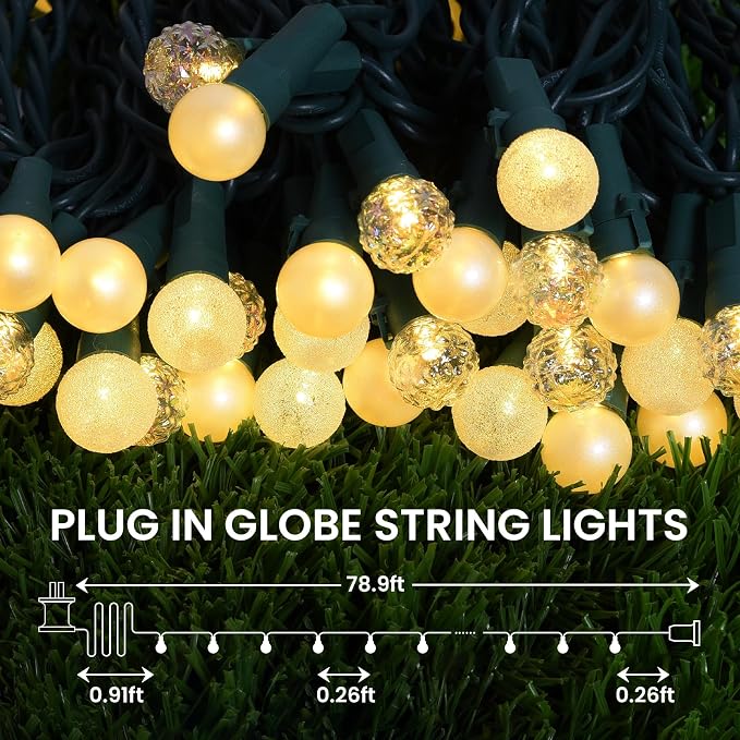 Globe String Lights, 300 LED Mix-Ball Fairy Lights Plug in UL Listed 100FT Christmas Tree Lights Christmas Outdoor Indoor Fairy Lights for Bedroom Tree Patio Party Garden Wedding, Warm White