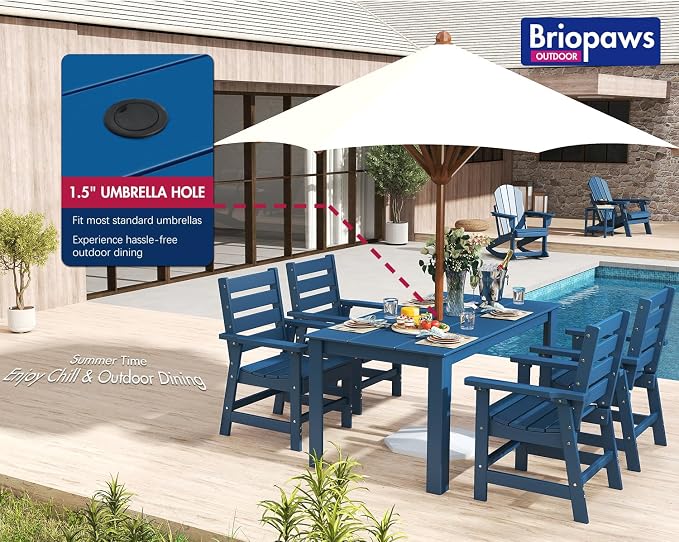 BRIOPAWS Outdoor-Dining-Chairs | Set of 2 | HDPE | Blue | Patio Chair with Arms | Modern | All Weather | Oversized & Comfortable | for Deck Backyard Poolside Porch