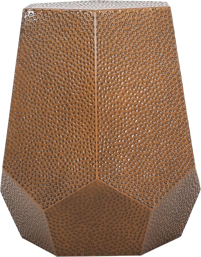 WILLIAMSPACE 20.5" Side Table with Hexagonal Tabletop, Farmhouse Small Coffee Table French Country Rustic End Table for Indoor Outdoor, Small Table for Living Room, No Assembly, Iron, Antique Bronze