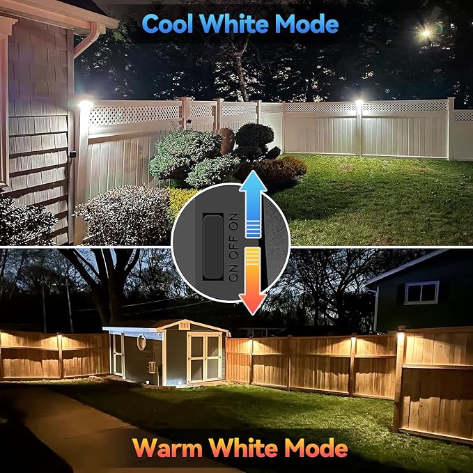 Bridika Solar Fence Lights Warm White & White, Solar Outdoor Wall Lights, Fence Solar Lights Outdoor Waterproof for Step, Backyard, Fence, Wall, Patio, Deck Railing, Stair (8 Pack)