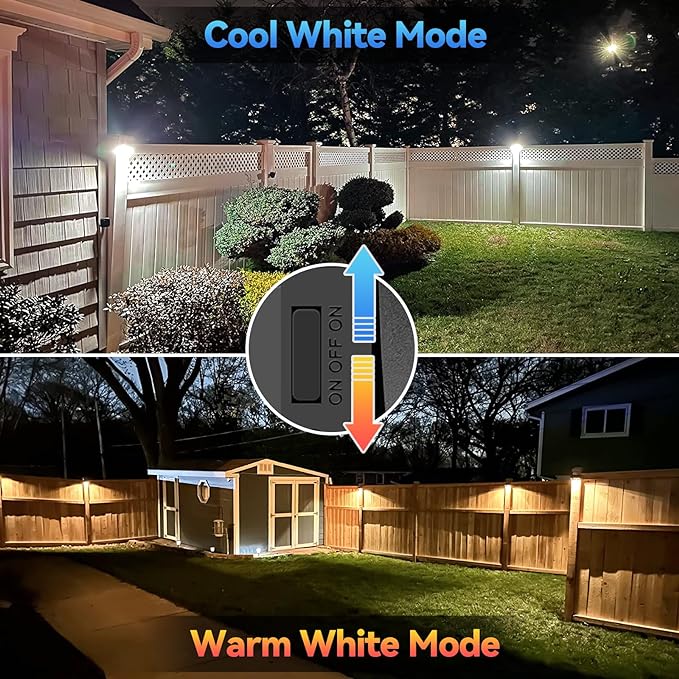 Bridika Solar Fence Lights Warm White & White, Solar Outdoor Wall Lights, Fence Solar Lights Outdoor Waterproof for Step, Backyard, Fence, Wall, Patio, Deck Railing, Stair (12 Pack)
