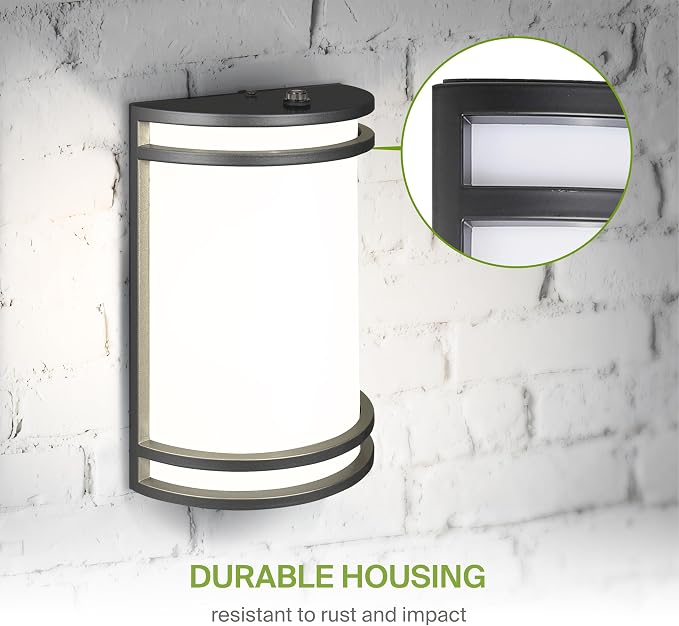 ASD 10 Inch Dusk to Dawn LED Outdoor Sconce Lights - 15W 120-277V 3000K-5000K Black Exterior Lighting Fixtures, Exterior Lights for House, Photocell Patio Wall Light Fixture ETL