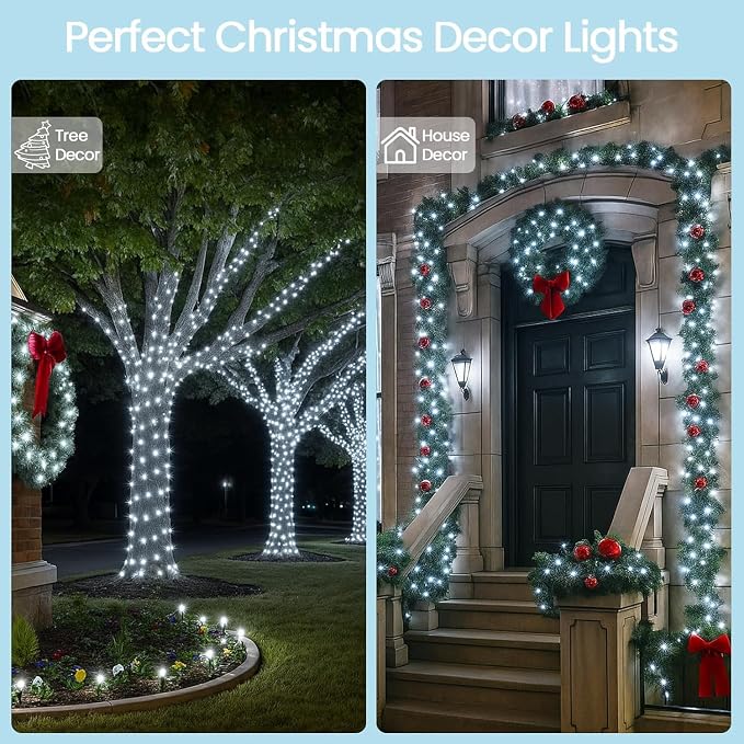 100 LED Connectable String Lights, 33FT Christmas Lights Outdoor Indoor | Cool White, 13 Modes, Timer, Clear Wire Waterproof Twinkle Fairy Lights Plug in for Bedroom Classroom Patio Xmas Tree Decor