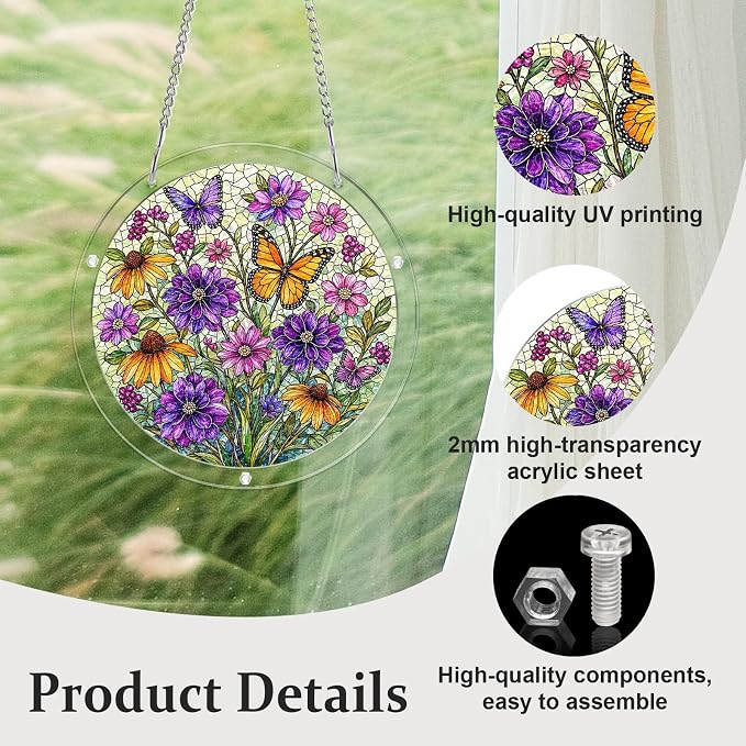 Acrylic Puzzle Suncatcher, Sun Catchers Puzzle for Window Hanging | 7.4 Inch Garden Spirit DIY Suncatcher Puzzle for Adults, Ideal Gifts for Women, Men, Wife, Mom, Home & Garden Decor