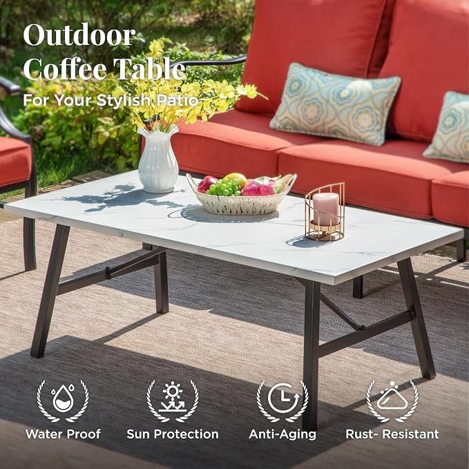 MIXPATIO Patio Furniture Set 6 pcs, Outdoor Patio Furniture, 1 X 3-Seat Sofa, 2 X Single Chairs, 2 X Rocker Chairs, 1 X Coffee Table and 5.75" Extra Thick Cushion, Patio Conversation Set,Red