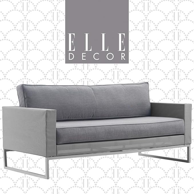Elle Decor Tropez Mesh Outdoor Patio Furniture Collection with Metal Frame Love Seat, Gray