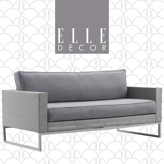 Elle Decor Tropez Mesh Outdoor Patio Furniture Collection with Metal Frame Love Seat, Gray