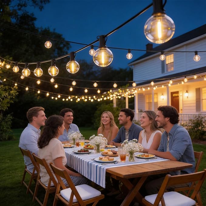 RTTY 120 FT Outdoor String Lights Waterproof, Patio Light 62 LED Bulbs | Dimmable Shatterproof Globe Light G40 Bulbs, Hanging Outside Lighting for Backyard, Market, Deck, Balcony, Cafe, Bistro