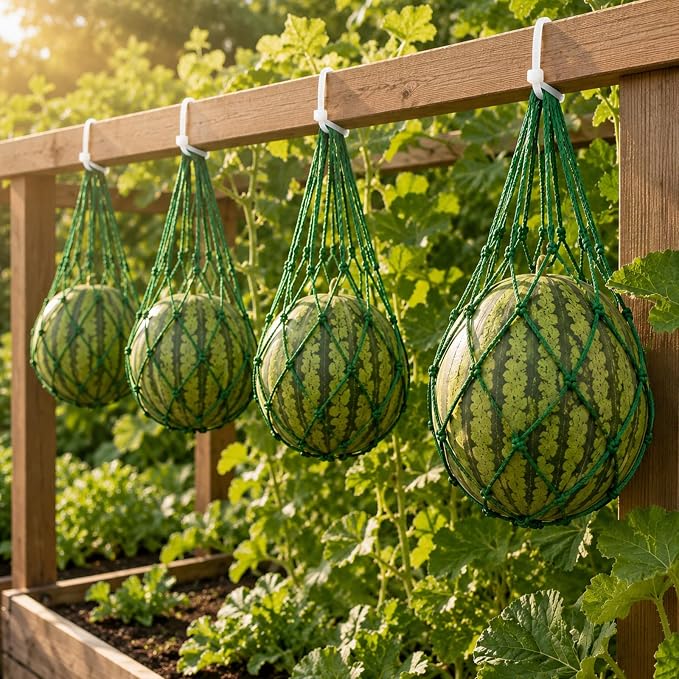 24 Pcs Watermelon Hammocks for Garden Trellis, Heavy Duty Melon Support Nets, Reusable Hanging Fruit Slings for Watermelon, Pumpkin, Cantaloupe, Squash and Vertical Gardening