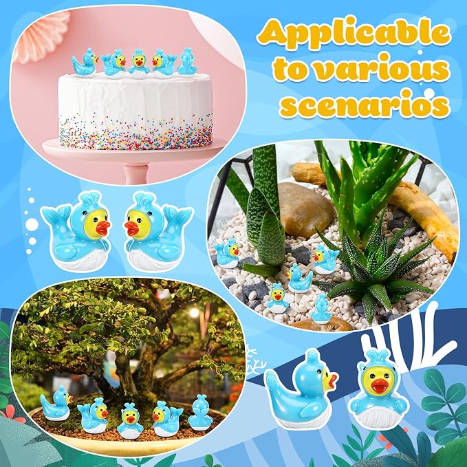 30 Pcs Whale Ducks, Mini Whale Resin Ducks Bulk, Fun Printed Toy Figures for Birthday Party Favors, Themed Decor, Kids Gift Collection (Blue Whale)