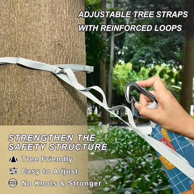 Camping Hammock Outdoor Hammocks for Outside Blue Shark Pineapple Beach Trees Portable Lightweight with Pockets Tree Straps Indoor