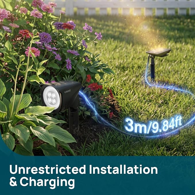 Linkind Smart Solar Lights Outdoor Waterproof SL6C,Dual Ring Tree Spotlight | Solar&USB Charging Solar Spotlights Outdoor Waterproof IP66,Color Changing Spot Light for Tree,Yard, Landscape, House, 4 Pack