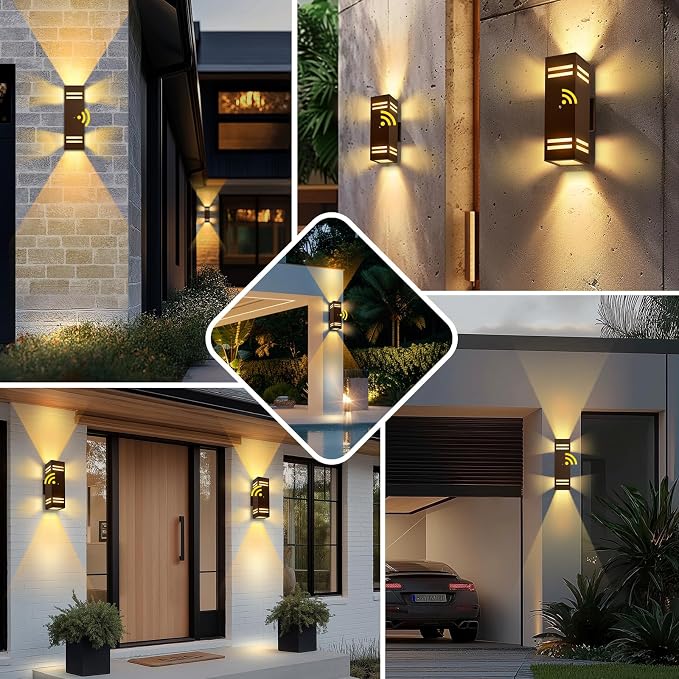 Bronze Dusk to Dawn Outdoor Lights, Exterior Lighting Fixtures | Modern 2 Pack Up Down Lights Outdoo,Wall Light Wtih LED Bulbs, IP65 Waterproof Outside Lights for House for Porch, Garage