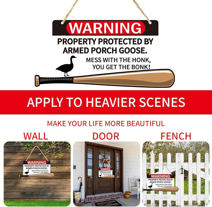 Porch Goose Sign Mess With The Honk You Get The Bonk Goose Armed Sign For Home Kitchen Restaurant Coffee Bar Wall Decor Art Bar Background Wall Decoration Yard Porch Lawn
