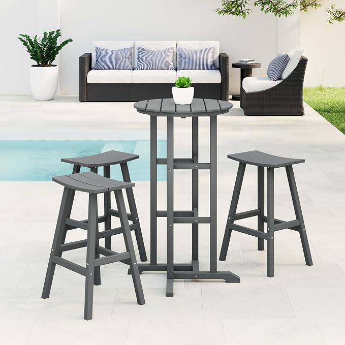 Costaelm Outdoor Bar Table, 42" Counter Height Round Patio Cocktail Bar Table, Patio Bar Table Bistro Dining Table Pub Table for Front Porch Deck, Backyard, Garden,