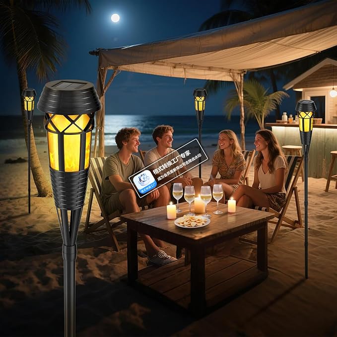 Flickering Flames Torch Light Solar Garden Lights Waterproof Landscape Lighting - 4 Pack