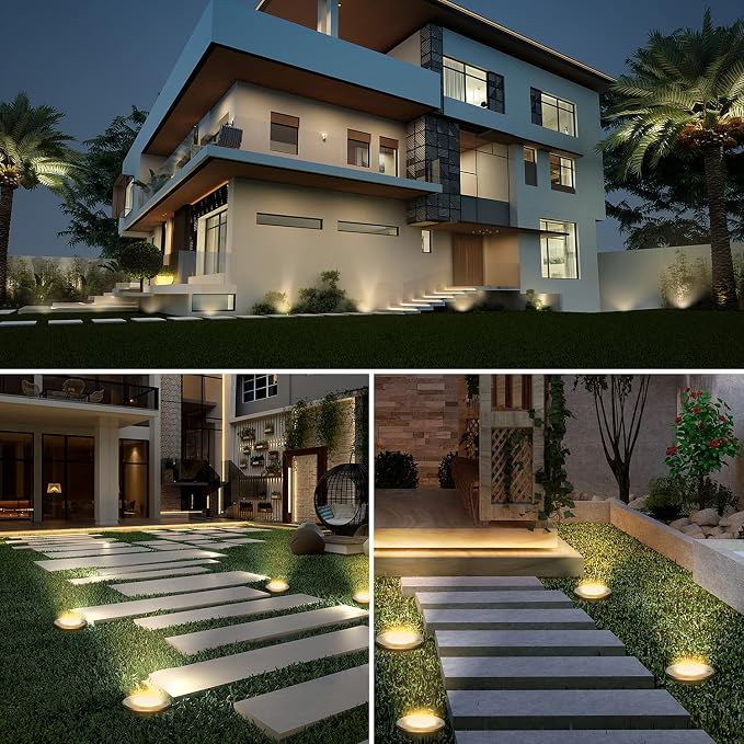 JESLED Outdoor Landscape Lights, Low Voltage In Ground Well Lights, 6 Pack | 3000K Warm White, 6W LED, 12V/24V, IP67 Waterproof, 5-Ton Pressure Resistant & 90° Beam for Driveway Decks Step Garden