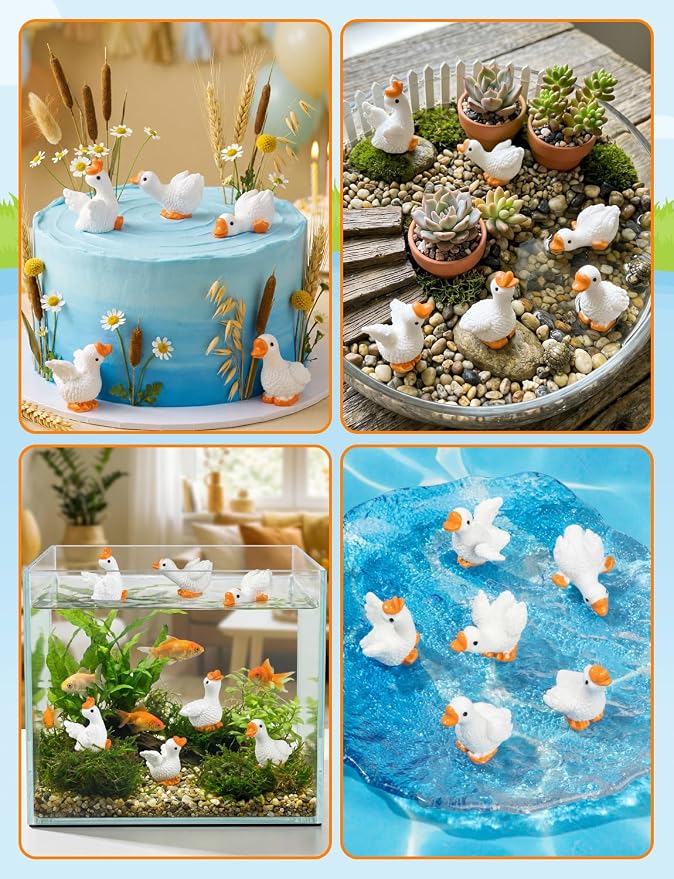 42pcs Mini Resin Goose Tiny Animal Figurine Bulk | Small Desk Goose Decor for Garden Lawn Yard Micro Landscape Aquarium Potted Ornament DIY Craft