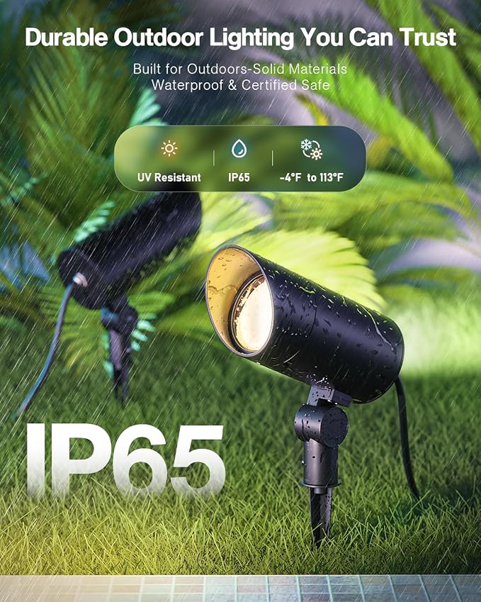 HIBOITEC 2 Pack 30W Outdoor LED Spot Lights 120V Plug in Flag Pole Light | 3000LM 3000K Warm White Waterproof Landscape Spotlight for Yard Garden Tree Statue, 5.9 FT Cord with Plug