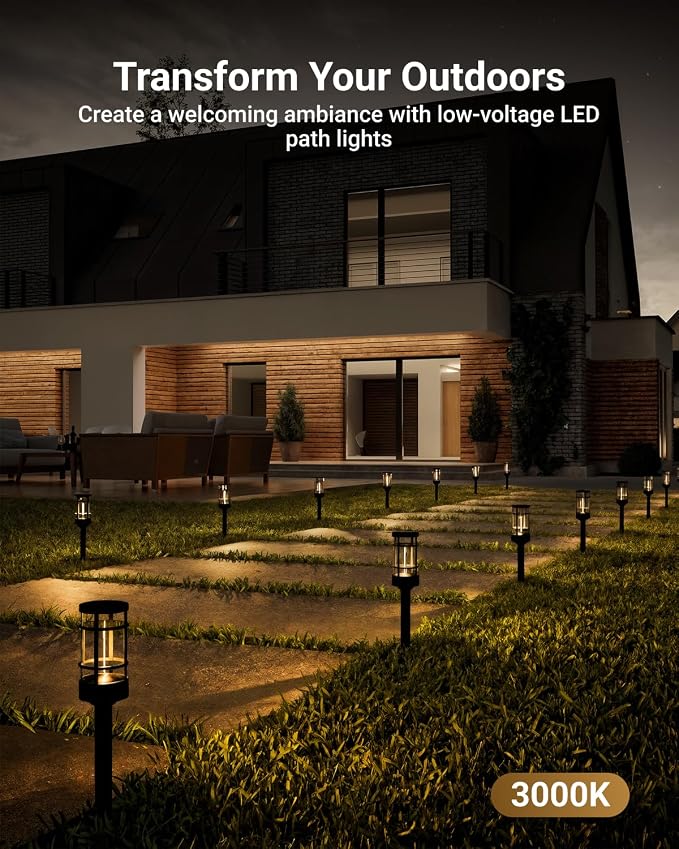 Sunco 6 Pack Low Voltage Garden Landscape LED Pathway Lights, 1.5W | 50LM, 3000K Warm White, Landscape Pathway Lighting, Transparent Polycarbonate Lens with Connectors, For Walkways, Wet Rated