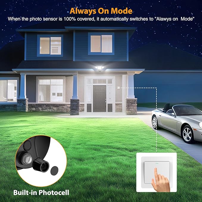 Onforu 90W Dusk to Dawn Outdoor Lighting,10000lm Flood Lights Outdoor,IP66 Waterproof Black LED Security Light with Photocell,6500k Daylight 4 Adjustable Heads Exterior Light Fixture for Yard,Garden