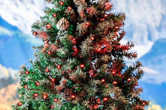 Novelty Lights 50ft 100 LED Red Christmas Lights, Green Wire String Lights