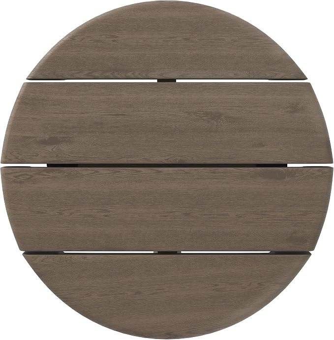 Modway Eleni 20-Inch Outdoor Teak Wood Side Table in Weathered Gray Teak – Round Patio End Table with Slatted Top for Patios, Decks, Or Gardens
