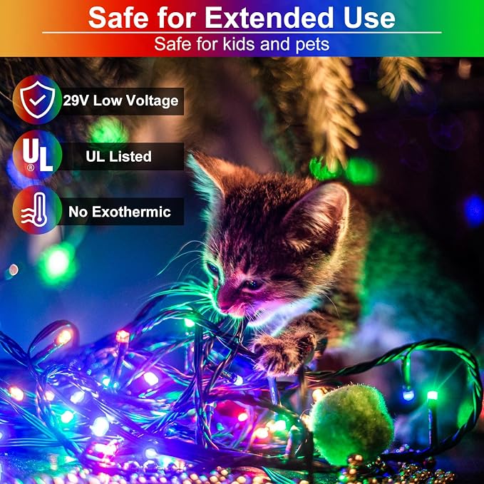 Multicolor Christmas Lights Outdoor, 100FT 300 LED Christmas Tree Lights | Waterproof 8 Modes Connectable Plug in String Lights for Outside Indoor Patio Xmas Wedding Party Holiday Decorations