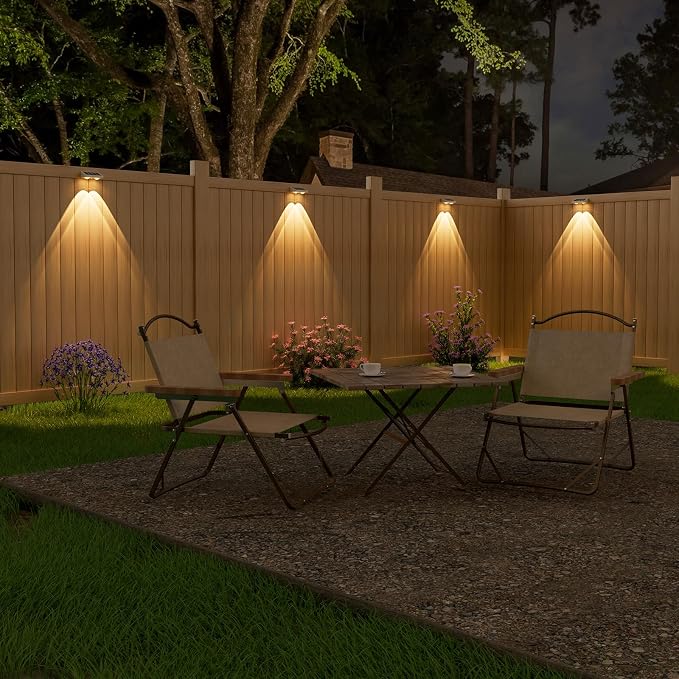 Solar Fence Lights,16 Pack Solars Deck Light,Warm White Color,Outdoor Bulb Waterproof Led IP65,Power Patio Lamp with Lenses for Outside/Backyard/Railing/Yard(White)
