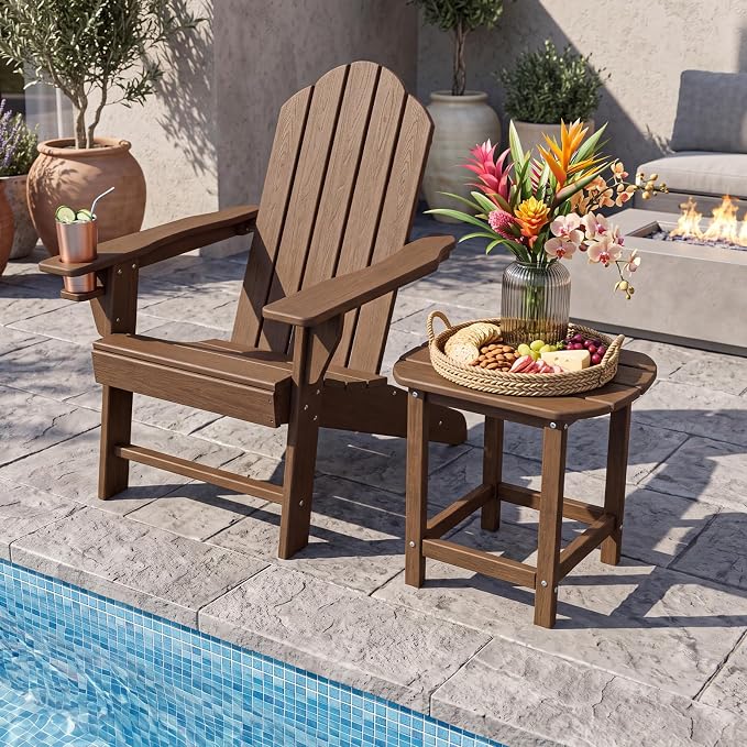 Giantex 18” Side Table Outdoor Small Patio Table Adirondack Table Set of 2 | Weather Resistant End Tables, Outside Square Tea Table for Patio, Backyard, Poolside, Garden, Balcony, Coffee