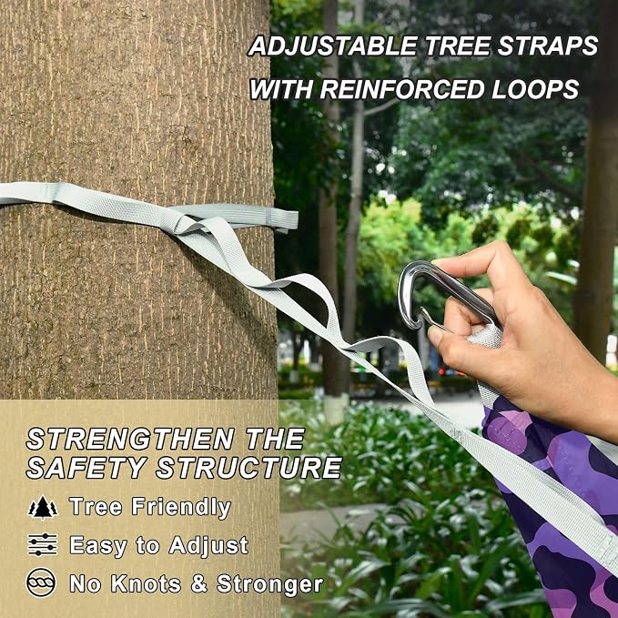 Camping Hammock Outdoor Hammocks for Outside Purple Leopard Skin Texture Beach Trees Portable Lightweight with Pockets Tree Straps Indoor Small
