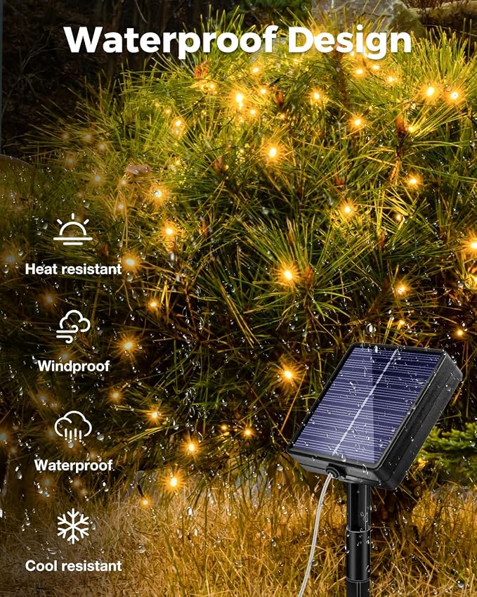 btfarm 2 Pack Solar String Lights Outdoor - Total 240LED 78FT Solar Fairy Lights Outside Waterproof 8 Modes, Copper Wire Solar Powered Twinkle Light for Garden Tree Christmas Wedding Party,Warm White
