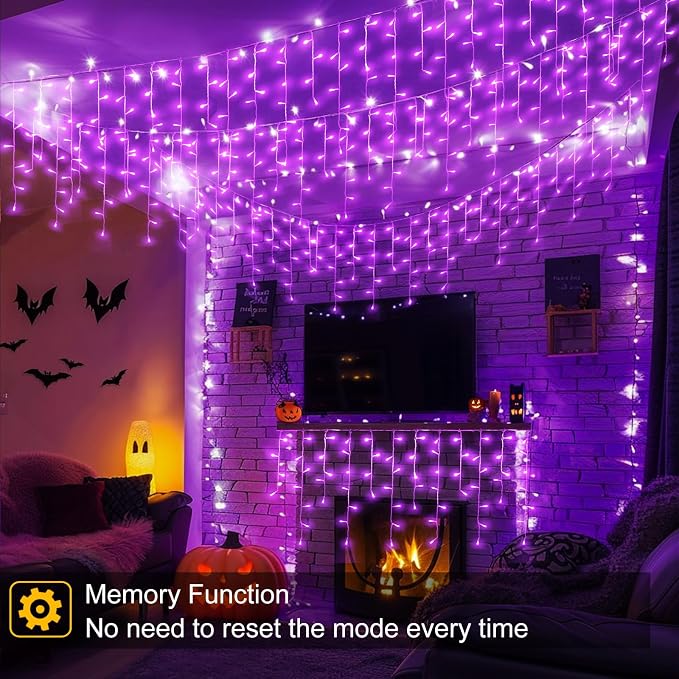 66ft Purple Christmas Lights Outdoor, 640 LED Icicle Lights for Outside Indoor Twinkle Lights with Connectable Clear Wire 8 Modes Timer Waterproof for House Party Tree Holiday Yard Decorations