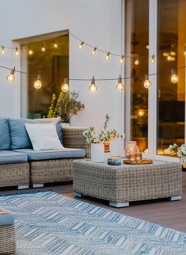 Brightown Outdoor String Lights, 30FT G40 LED IP65 Waterproof Patio Lights | 25 Shatterproof Edison Bulbs, Plug-In, Dimmable, Connectable, Outside Light for Backyard Porch Party Christmas Decorative